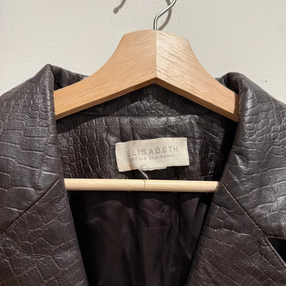 Vintage‎ 90's Liz Claiborne Crocodile Embossed Leather Blazer Jacket